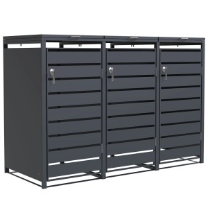 KARAT Mülltonnenbox Magnus, 3-türig, mit Edelstahlrahmen. Ordnungssystem für den Garten.