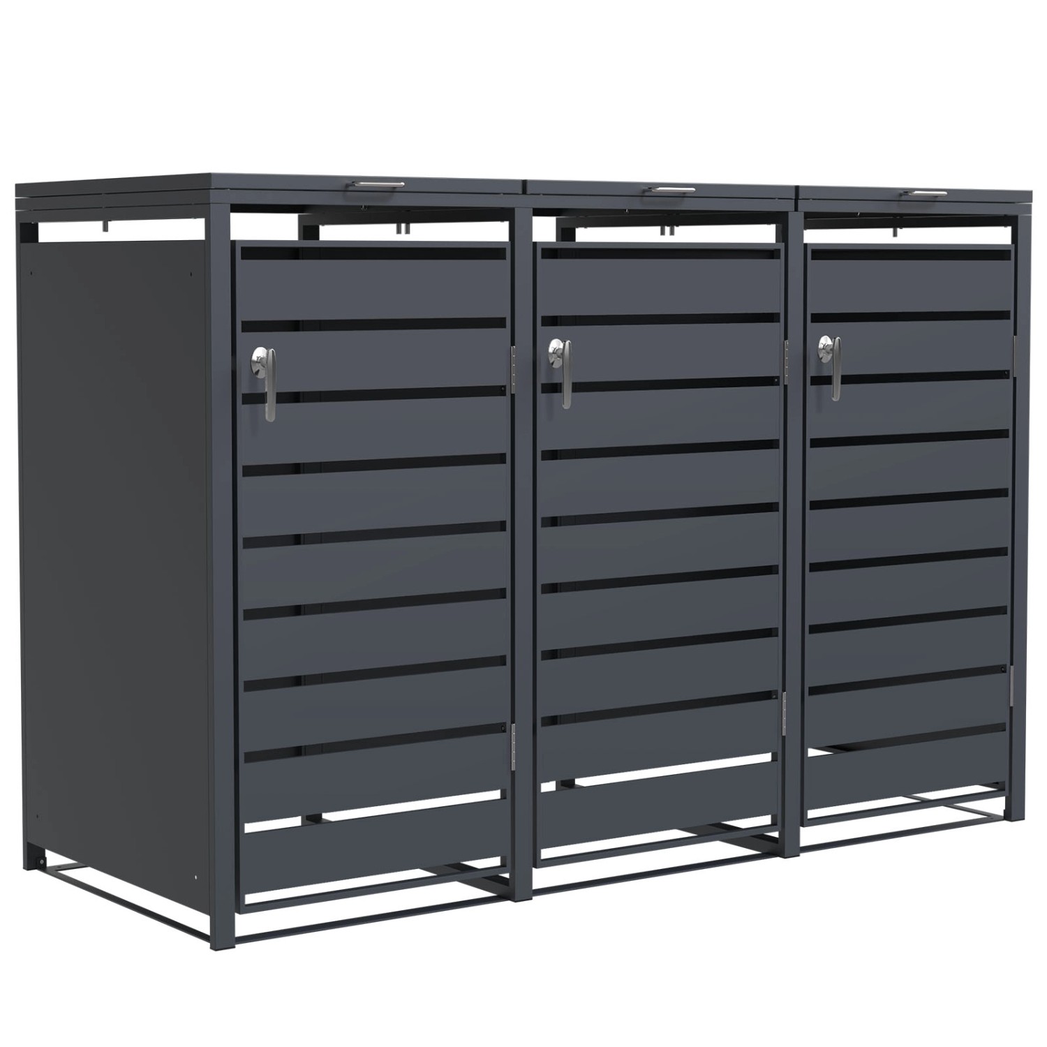 KARAT Mülltonnenbox Magnus mit Edelstahlrahmen 198,5 x 80 x 116 cm 3 Türen