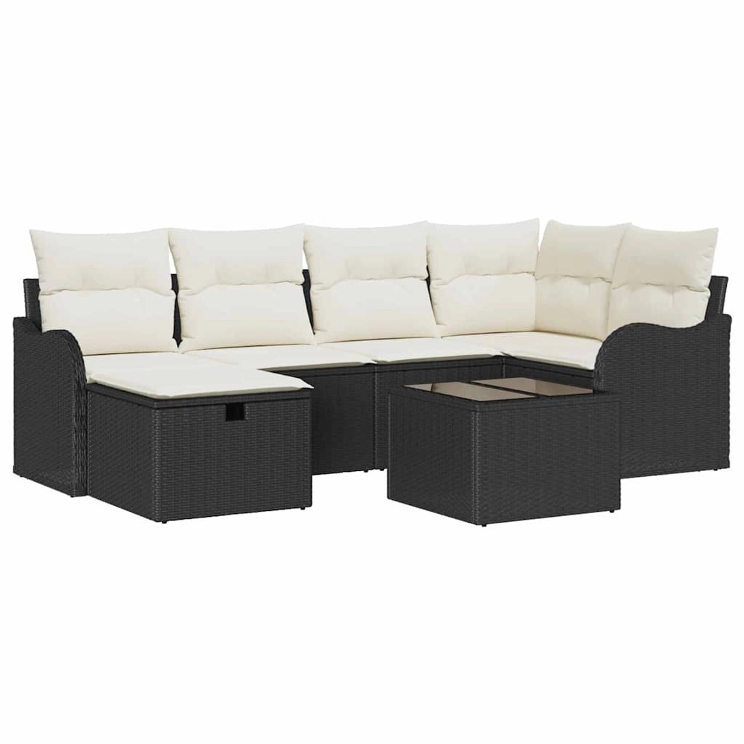 vidaXL Garten-Sofa-Set mit Kissen 7-Tlg Schwarz Poly Rattan 3360318 günstig online kaufen