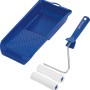 LUX Streich-Set Lasur, 4-teilig: Farbwanne, Farbrollerbügel und zwei Farbwalzen.