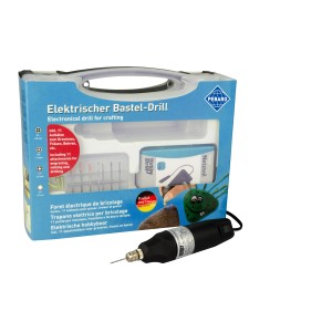 Pebaro Elektrischer Bastel-Drill im Koffer mit Netzteil und Aufsätzen zum Bohren, Fräsen und Gravieren.