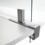 Klemmfuß Klein, 45mm Spannweite, Eloxal Silber zur Befestigung von Hygieneschutz an Tischen.