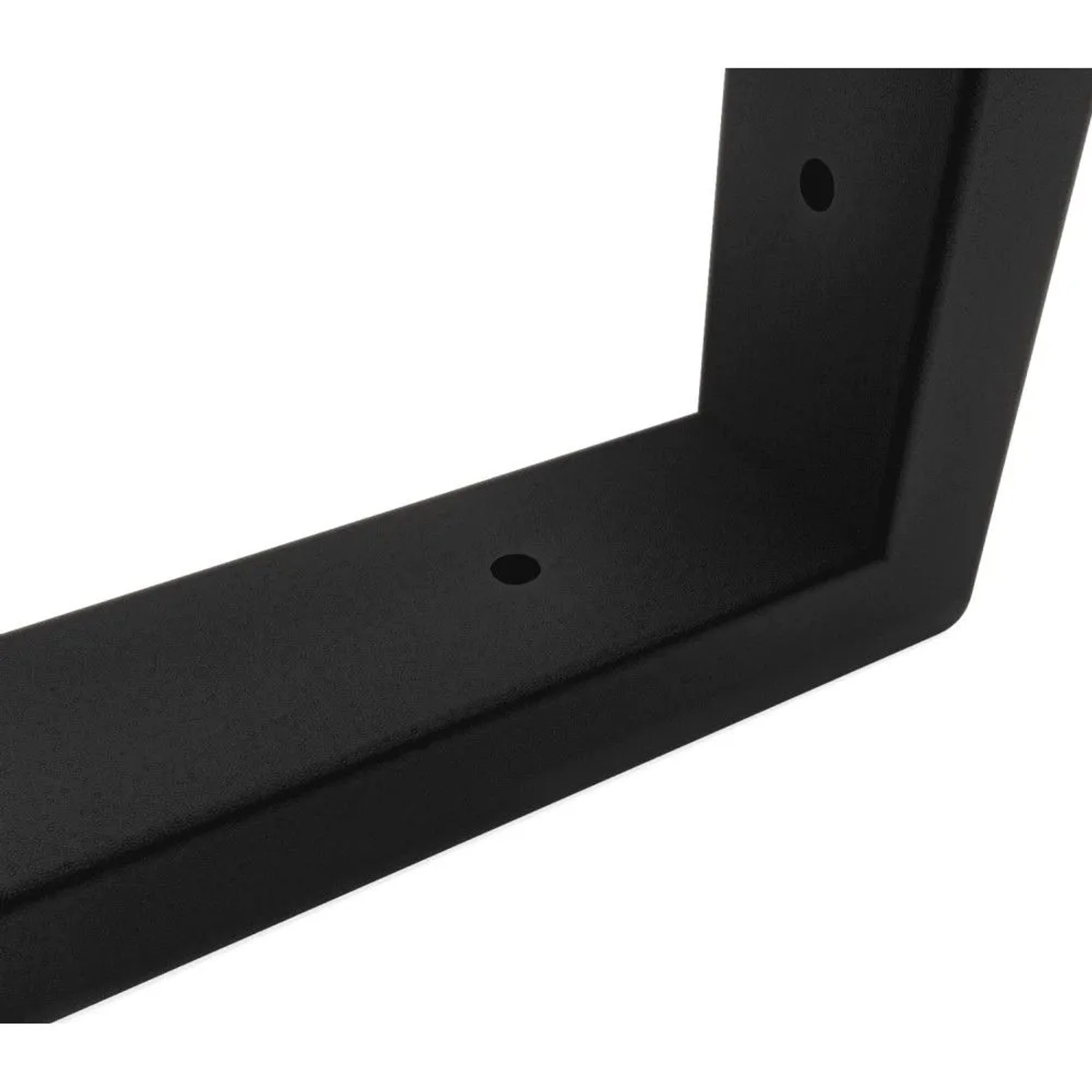 Schwarze HEVVA Waschtischhalterung LAHN aus mattem Metall, 40 cm tief, mit Bohrlöchern für Wandmontage.