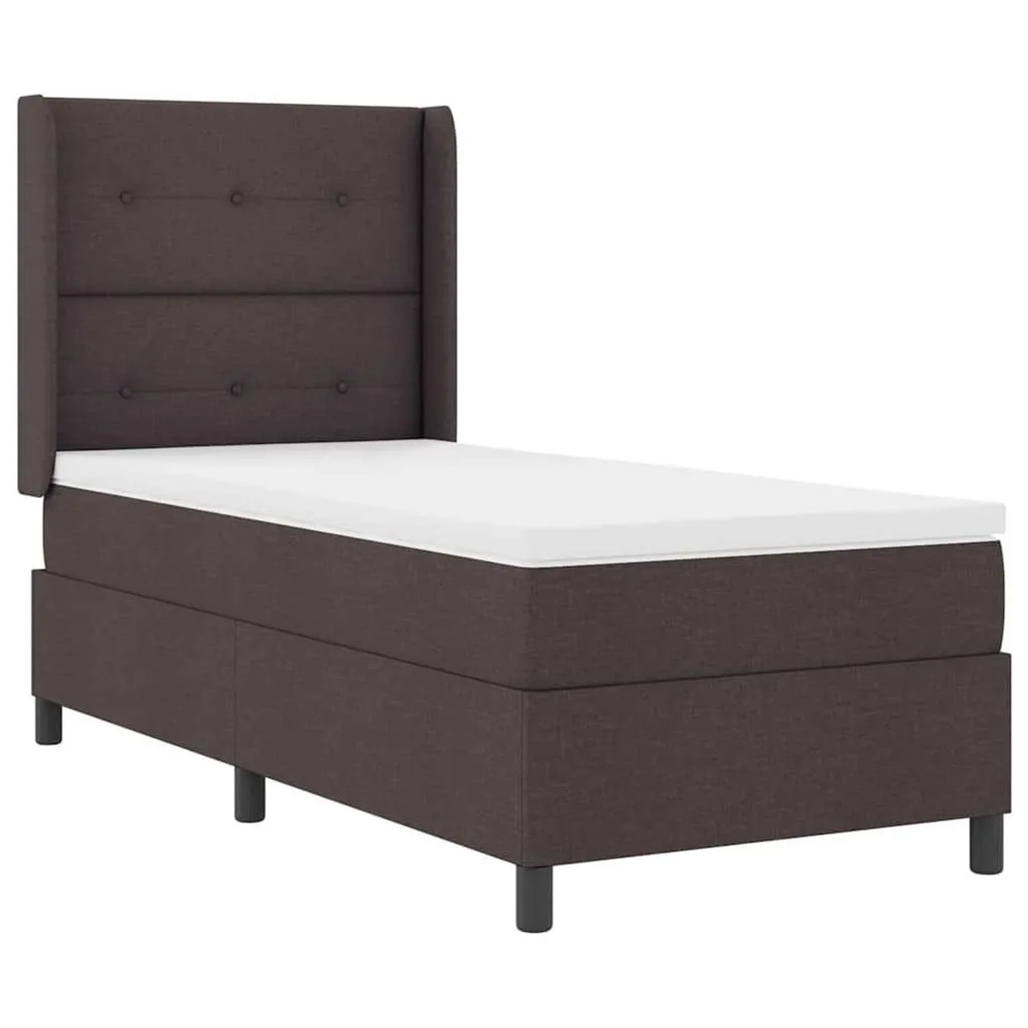 vidaXL LED Boxspringbett mit Matratze Dunkelbraun 90 x 190 cm Stoff 3343479