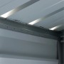 Detailaufnahme: Innenansicht Yardmaster Gerätehaus Titanium, silber-metallic, Stahlkonstruktion.