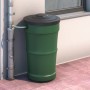 Sarei Regenwassersammler Zink DN 80 mit grünem Behälter und Fallrohranschluss.