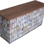 Gabiona Gabionenbank mit Cumaru-Holz, 105x50x30cm, Maschen 5x5cm. Steinkorb-Bank für Garten & Terrasse.