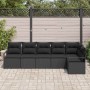 Schwarzes 6-teiliges Garten-Sofa-Set aus Rattan mit Kissen von vidaXL.