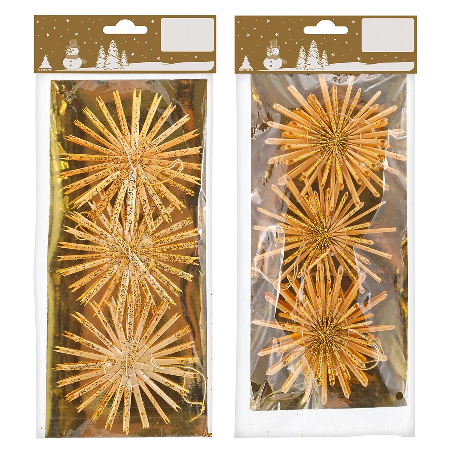 Weihnachts-Deko Strohsterne mit Glimmer Ø 10 cm Natur 3 Stück