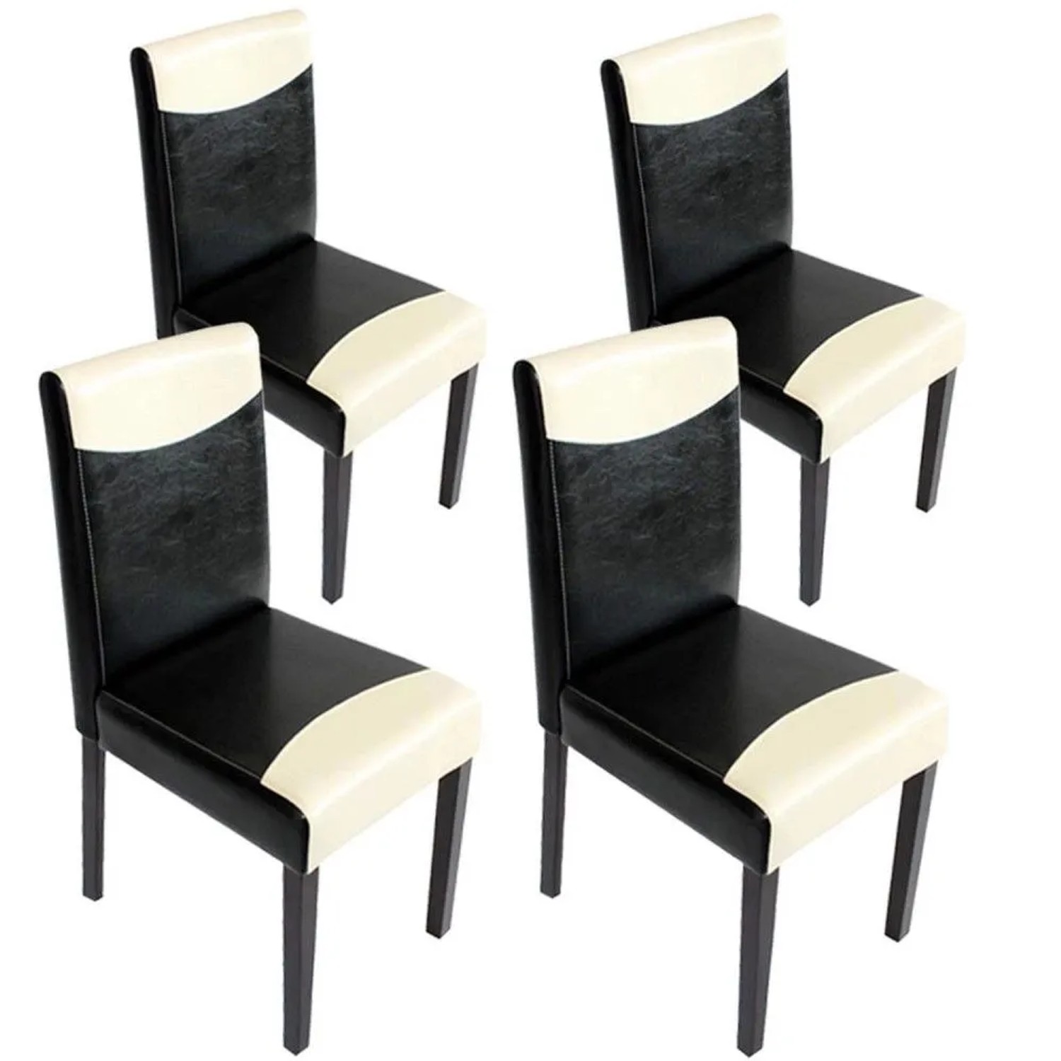 MCW Esszimmerstuhl Littau 4er-Set Kunstleder Schwarz-Weiß Dunkle Beine