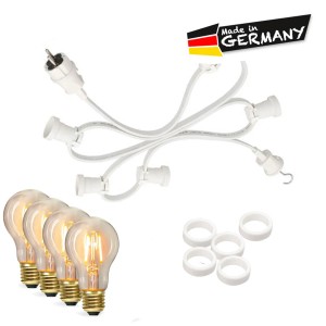 Satisfire Illu-Partylichterkette 5m mit 5 dimmbaren LED Filament Lampen für Terrasse und Garten.