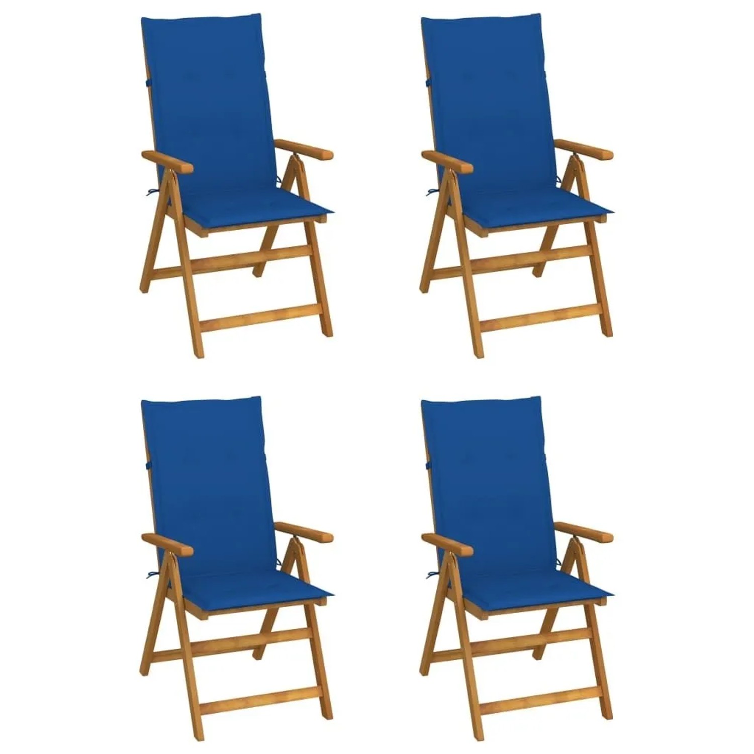 vidaXL Hochlehner Verstellbar 4 Stk mit Auflagen Massivholz Akazie 3065357