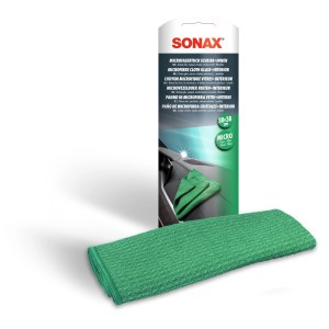 Sonax Microfasertuch für Scheibe und Innenraum, grünes Reinigungstuch für Autopflege.