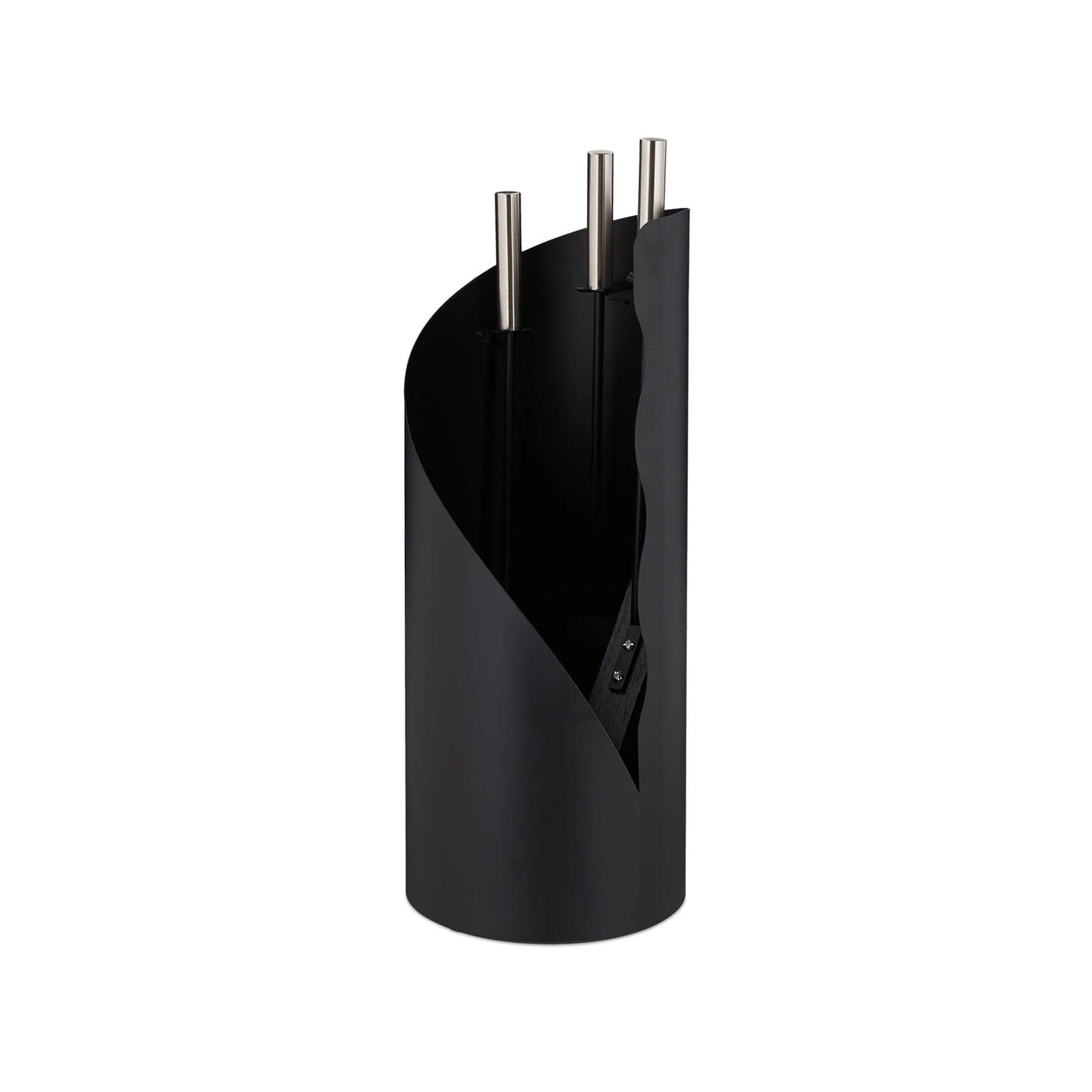 Relaxdays Kaminbesteck Stahl Schwarz 4-teilig mit Ständer 55 cm x 20 cm 2,3 kg