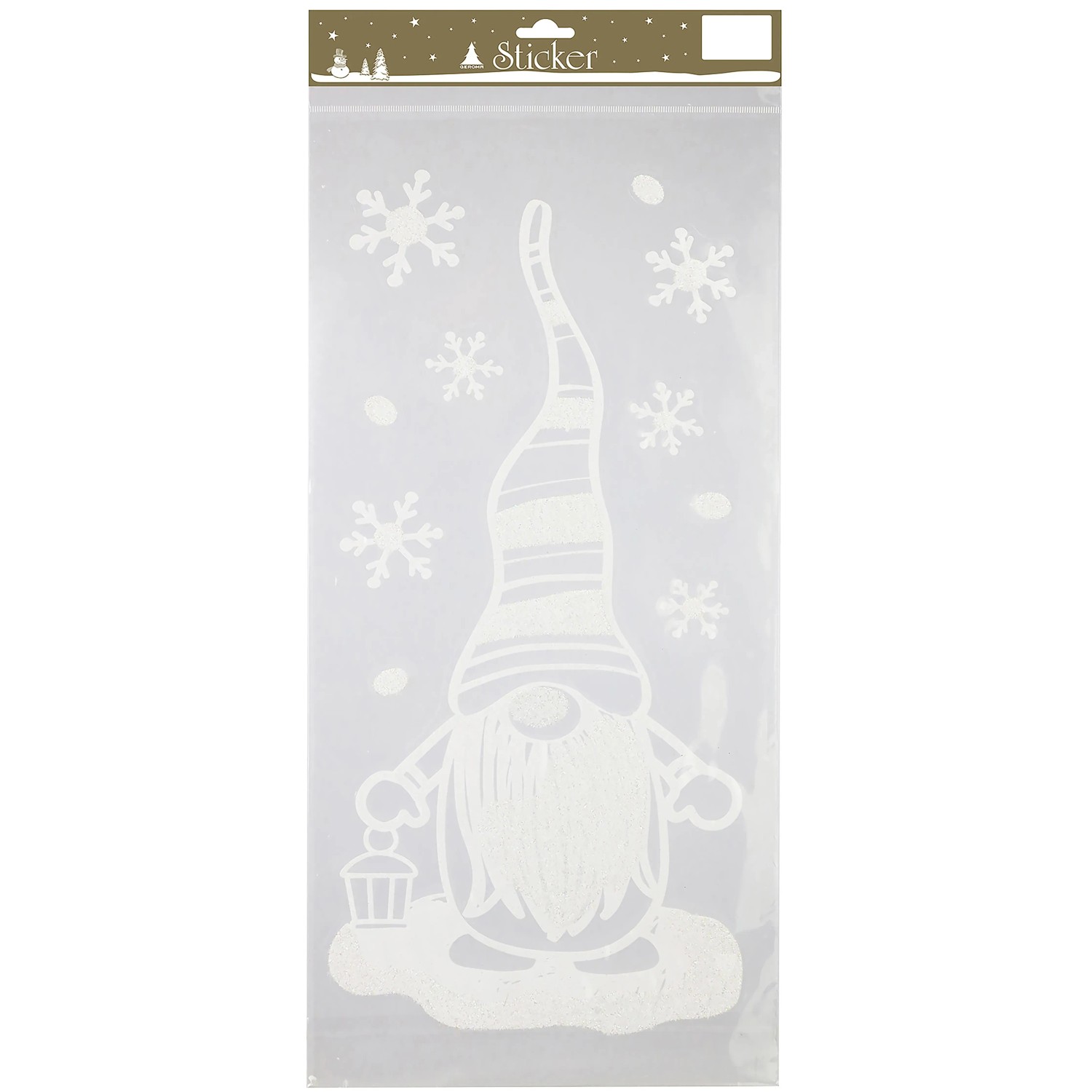 Weihnachts-Deko Sticker mit Einem Weihnachts-Deko Wichtel 23 cm x 49 cm Weiß