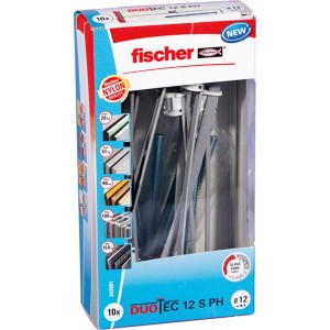 Fischer Duotec 12 S PH Kippdübel mit Schrauben, 10er-Pack. Dübel für Hohlräume und Plattenbaustoffe.