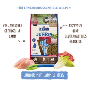 Bosch Pets Welpenfutter Junior Lamm und Reis 1 kg