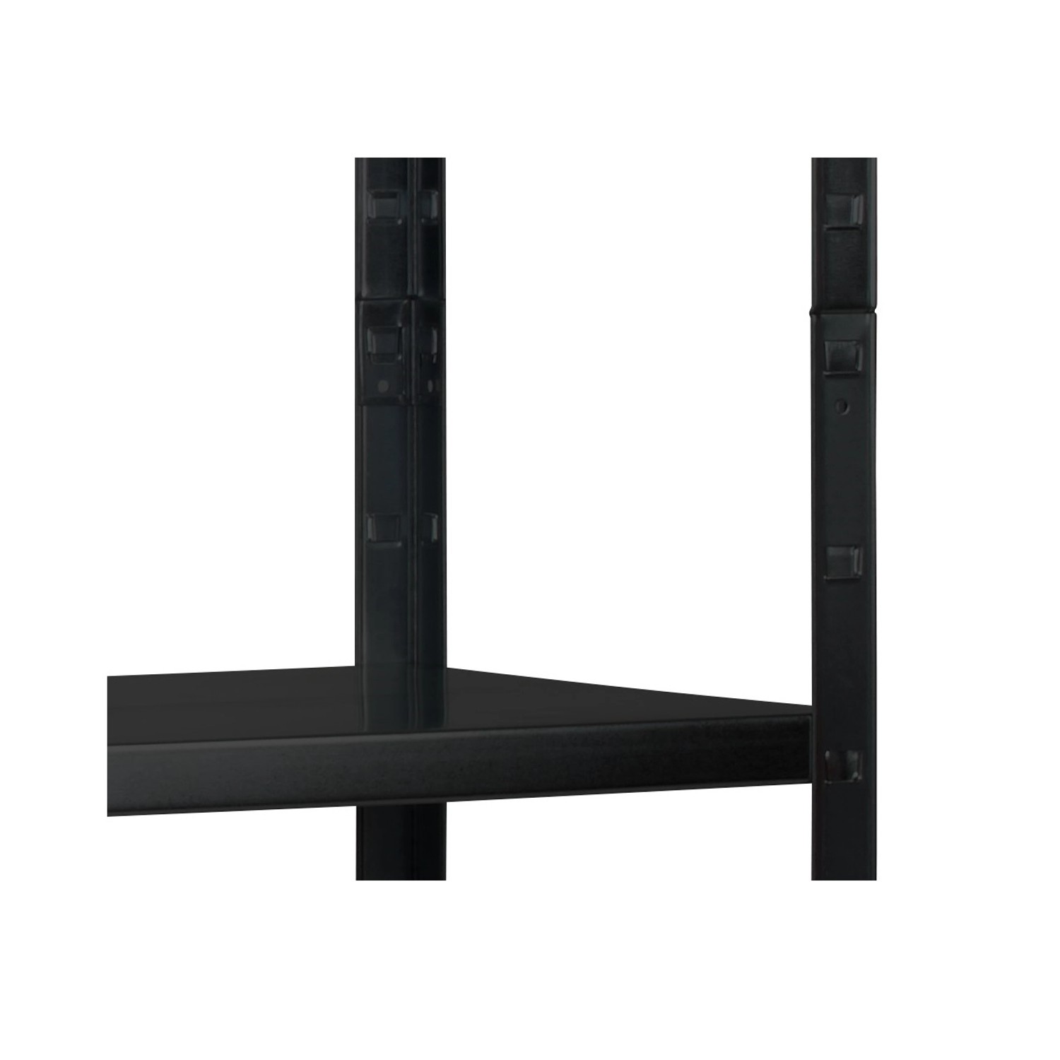 Detailaufnahme: Schwarzes Schulte Steckregal, 180x80x40 cm, mit PowerMAX Fachboden.