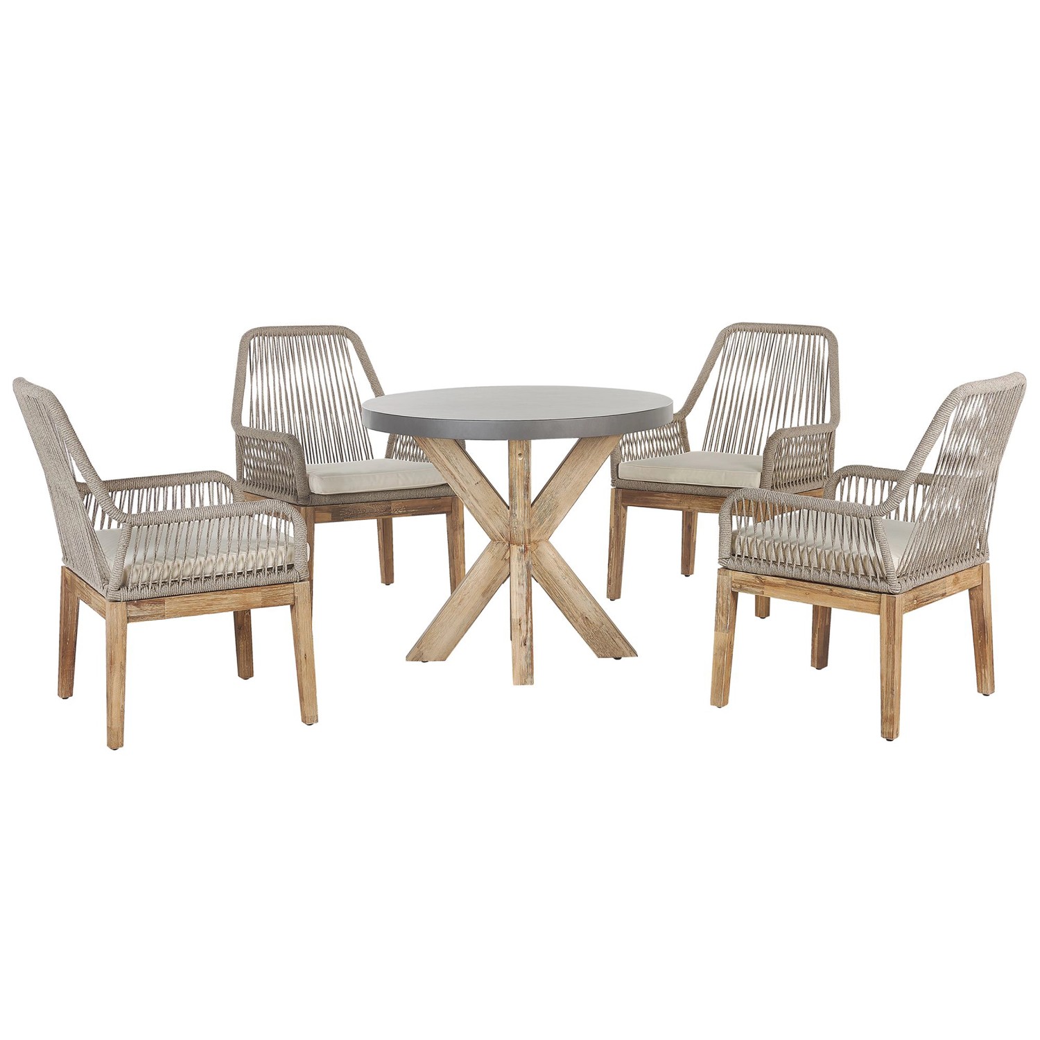 Beliani Gartentisch Set OLBIA Creme 90x90x76 günstig online kaufen