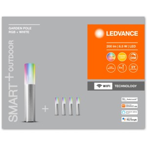Ledvance Smart+ Garden Pole: 5-flammige LED-Außenleuchte mit RGB-Farbsteuerung, dimmbar.