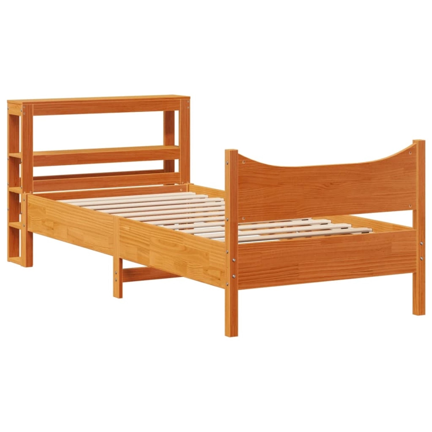 vidaXL Massivholzbett mit Kopfteil Wachsbraun 75x190 cm Kiefer 3306329 günstig online kaufen