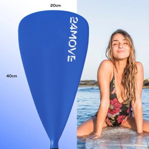 Blaues 24MOVE SUP Paddel aus Aluminium, 210cm Länge. Einzelpaddel für Stand Up Boards.