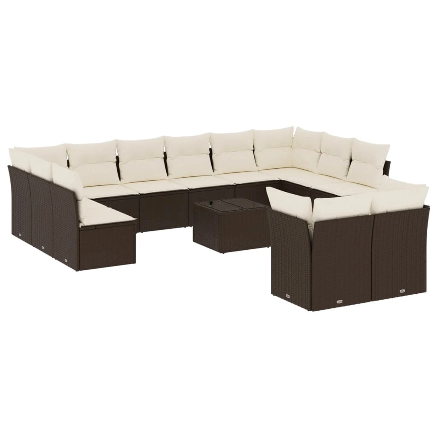 vidaXL 13-Tlg Garten-Sofagarnitur mit Kissen Braun Poly Rattan 3218443 günstig online kaufen