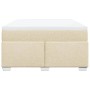 Cremefarbenes vidaXL Boxspringbett 140x200 cm mit Matratze und weißem Topper.
