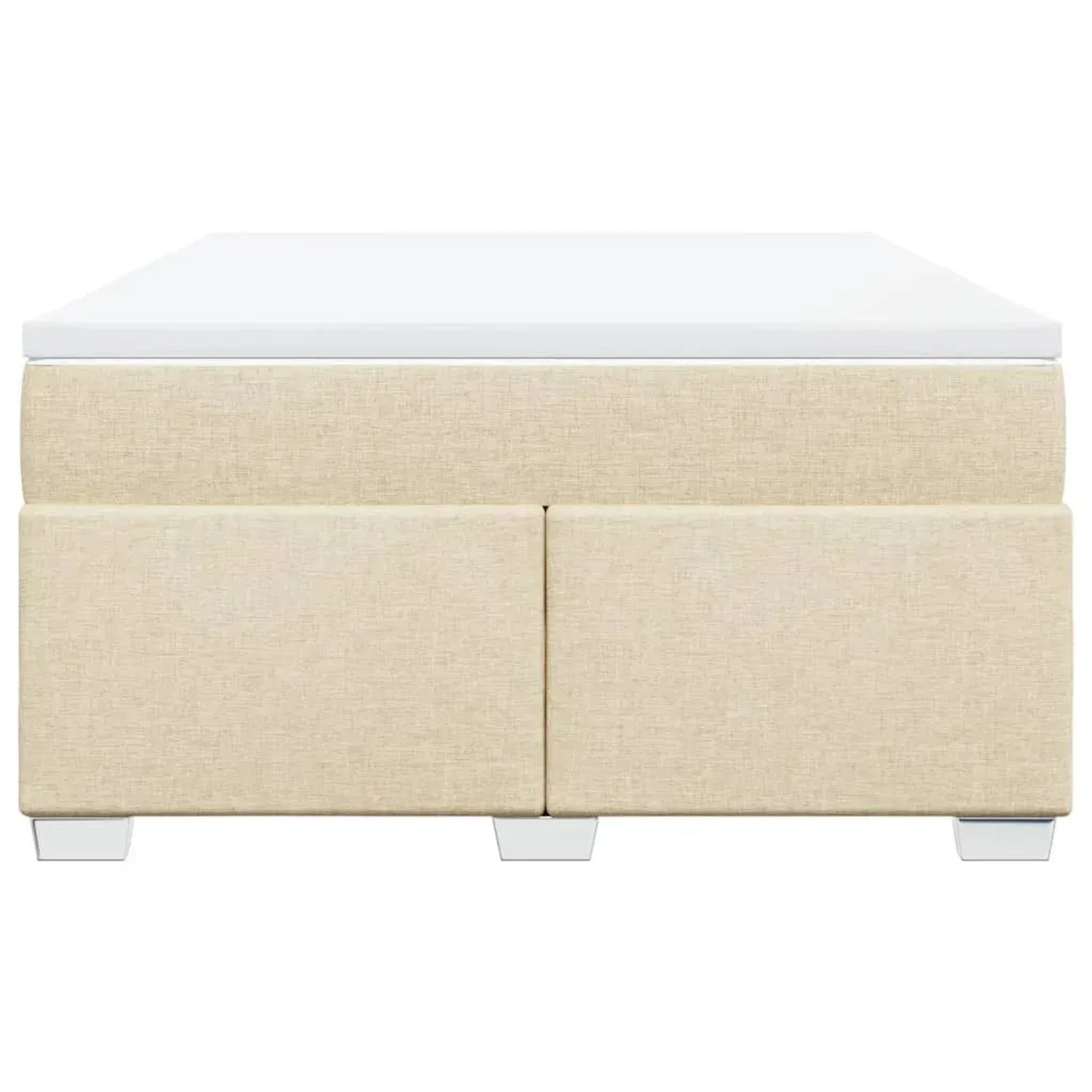 Cremefarbenes vidaXL Boxspringbett 140x200 cm mit Matratze und weißem Topper.