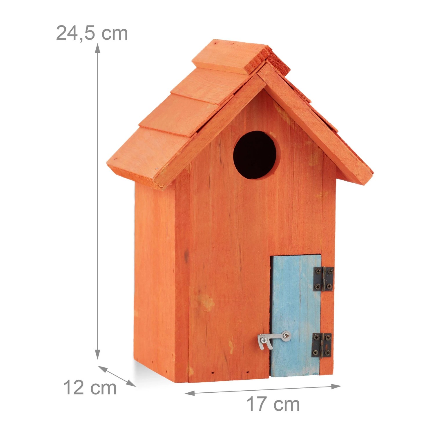 Relaxdays Nistkasten Holz Orange Abschließbar 24,5 cm x 17 cm x 12 cm 0,5 kg_3