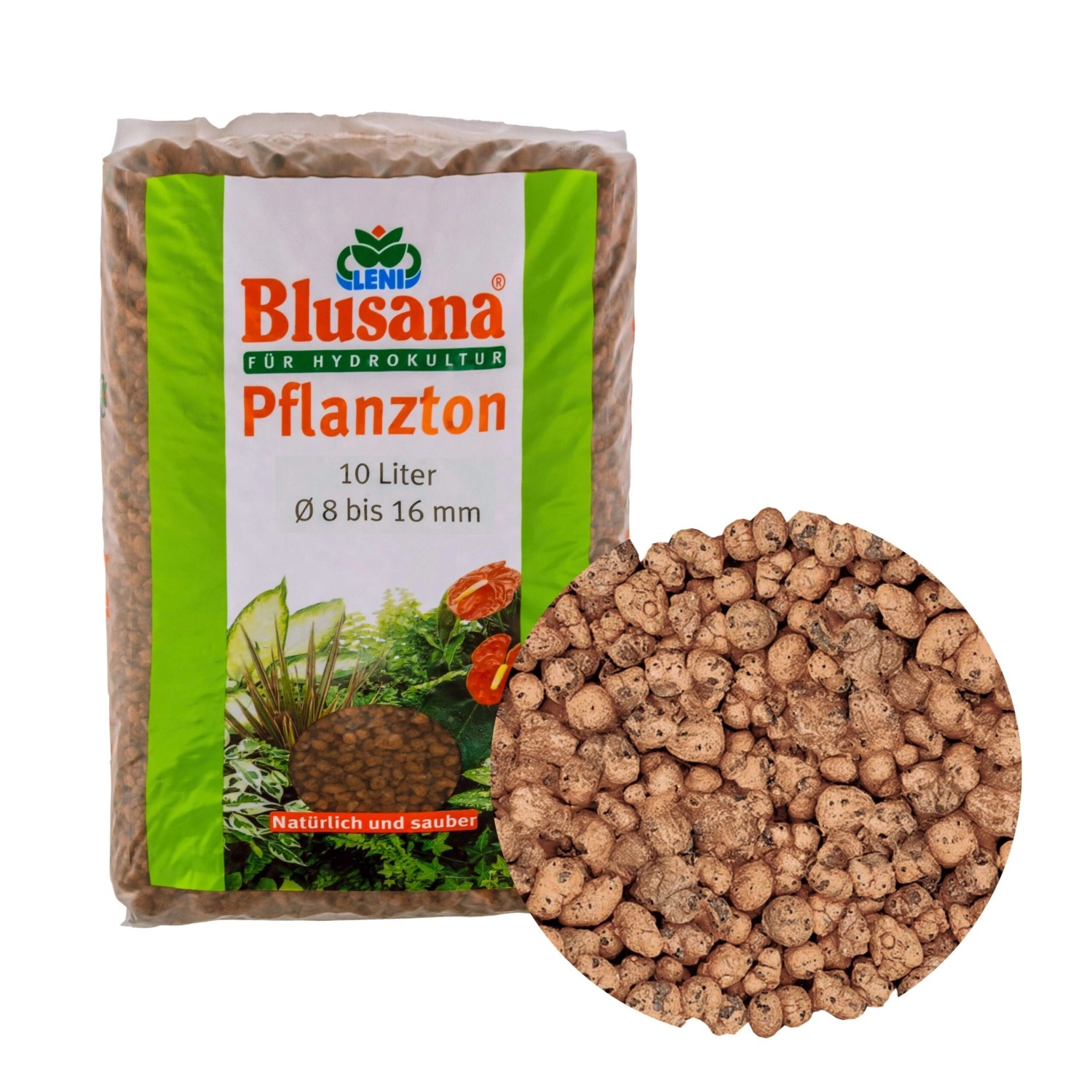 Blusana Blähton Pflanzsubstrat Pflanzton grobe Körnung 8-16 mm 10 l