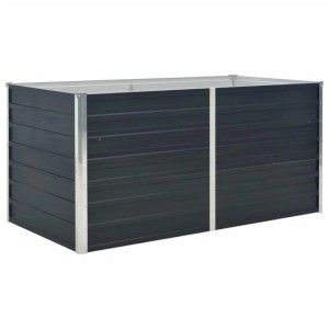 Anthrazitfarbenes Furnicato Hochbeet aus verzinktem Stahl, 160x80x77 cm.