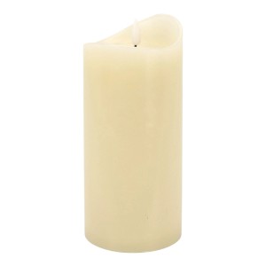 Cremefarbene LED-Kerze mit realistischer, flackernder Flamme und Wachs-Optik für gemütliches Ambiente.