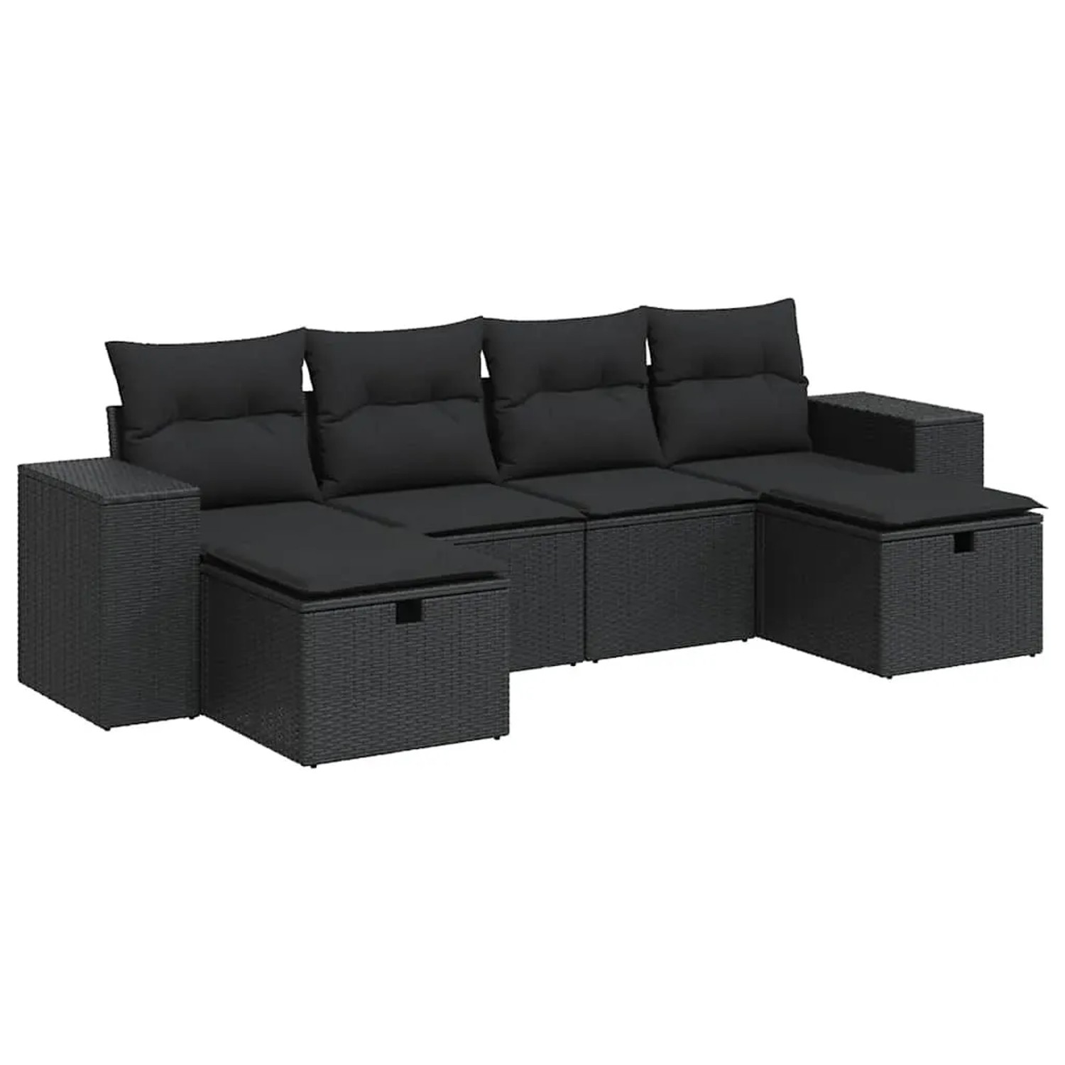 vidaXL 6-Tlg Garten-Sofagarnitur mit Kissen Schwarz Poly Rattan 3325721 günstig online kaufen