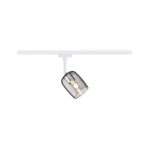 Paulmann URail Schienenspot Blossom, signalweiß, mit Rauchglas-Schirm und G9-Leuchtmittel. Dimmbare LED-Schienenleuchte.