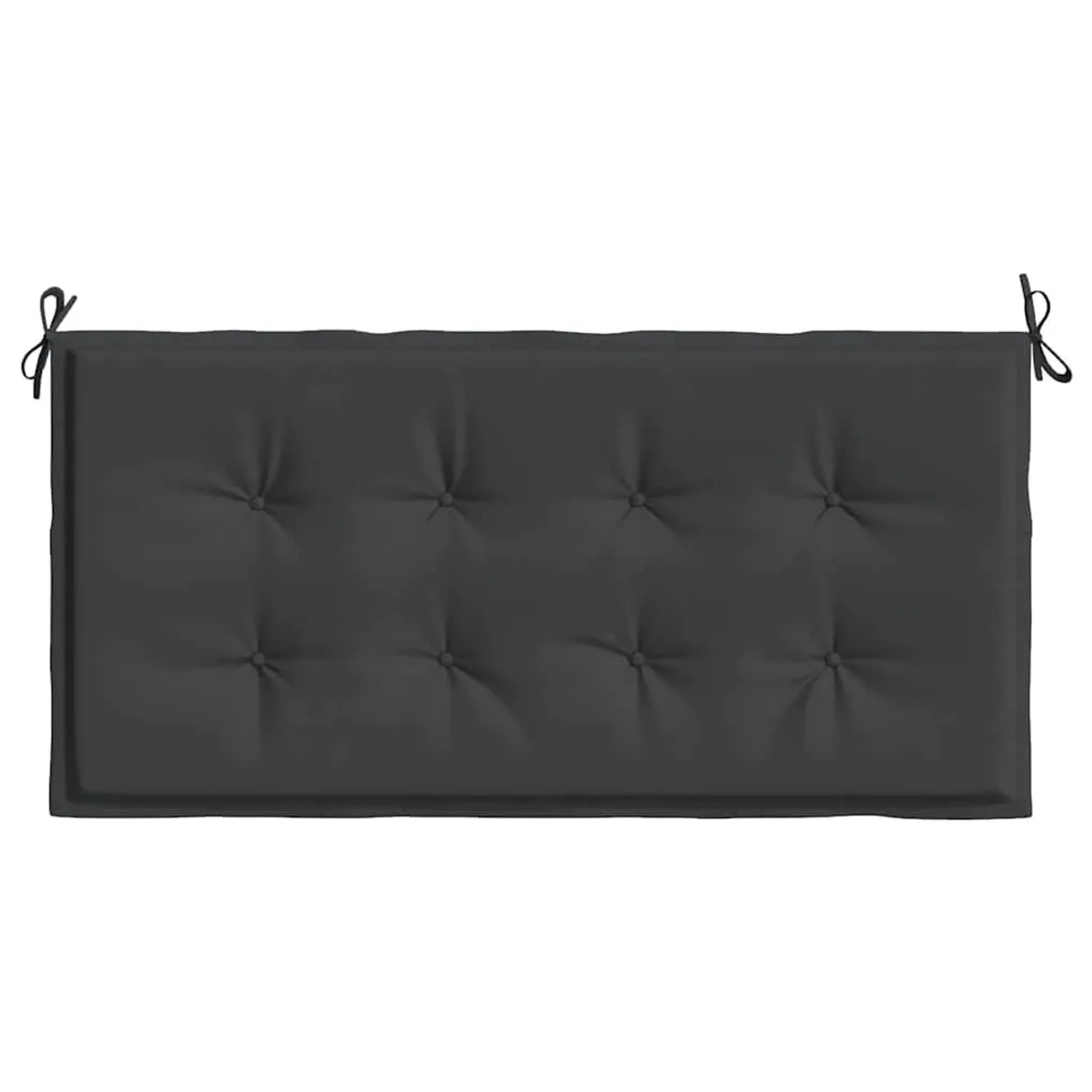 Schwarze vidaXL Gartenbank Auflage (120x50 cm) aus Oxford-Gewebe mit Bindebändern.