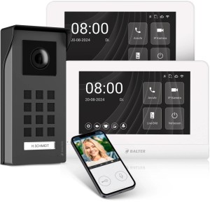 Balter Entri M Video Türklingel mit App Komplettset für Einfamilienhaus mit 2x 7 Zoll Monitor Aufputz