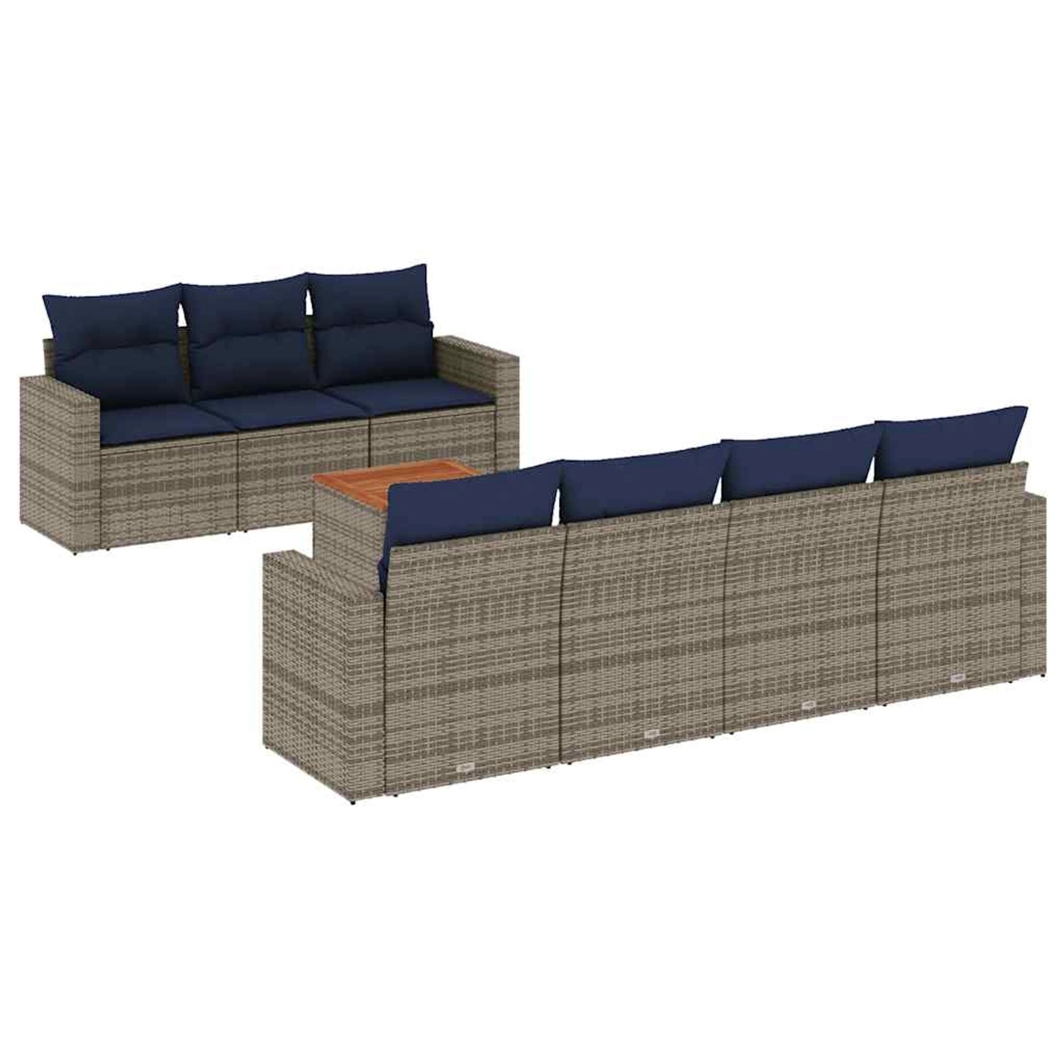 vidaXL 8-Tlg Garten-Sofagarnitur mit Kissen Grau Poly Rattan 3256362 günstig online kaufen