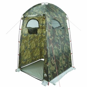 Grünes Camouflage Duschzelt für Camping, wasserfest, mit Reißverschluss-Eingang und Fenstern.