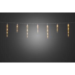 Konstsmide LED Eiszapfen Lichtervorhang mit 32 Zapfen und bernsteinfarbenen Lichtern.