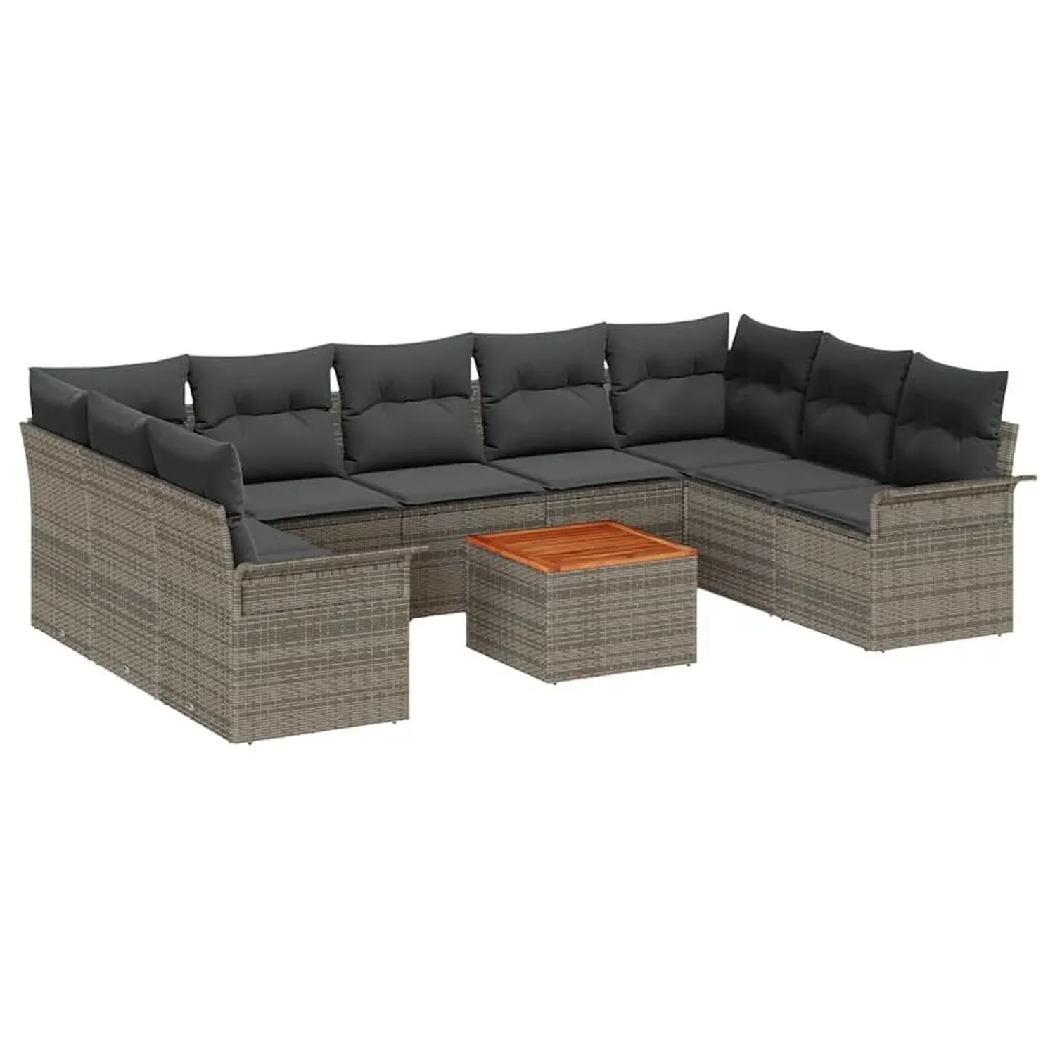 Thumbnail - vidaXL Gartensofa-Set mit Speicher 10 Stk Grau Poly-Rattan 3356039
