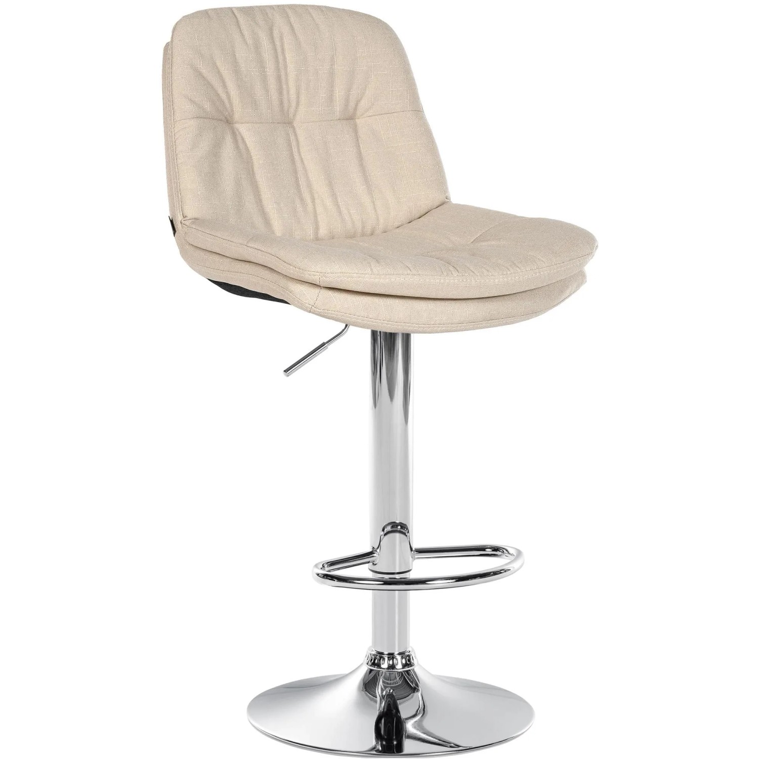 DELUKE Barhocker MITUN Stoff Creme 46x54x92cm Silber Barstuhl Höhenverstellbar Mit Lehne Drehbar Tresenhocker Tresenstuhl