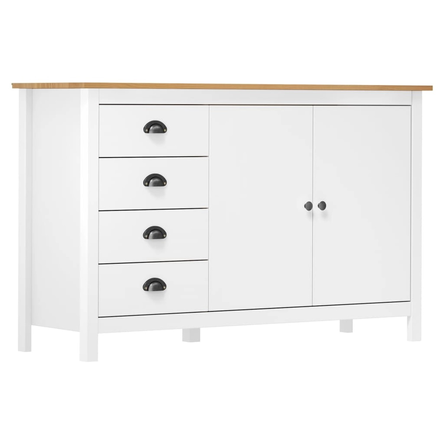 vidaXL Sideboard Hill Weiß 130x40x80 cm Massivholz Kiefer 288934
