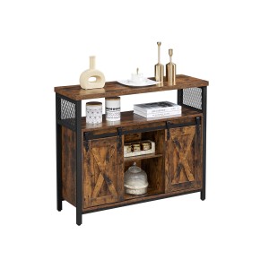 Vasagle Sideboard, 100x80x33 cm, braun-schwarz, im Vintage-Stil mit Schiebetüren und Stauraum.