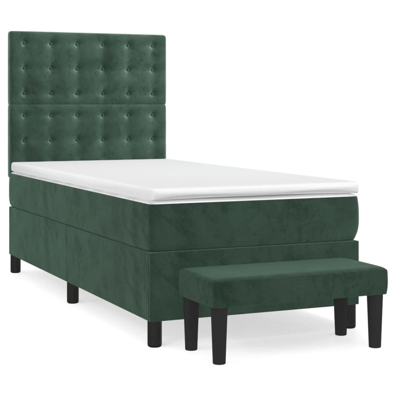 vidaXL Boxspringbett mit Matratze Dunkelgrün 100x200 cm Samt 3138070 günstig online kaufen