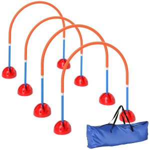 PawHut Agility Set für Hunde, blau-orange, mit 4 Hindernissen und Tragetasche.