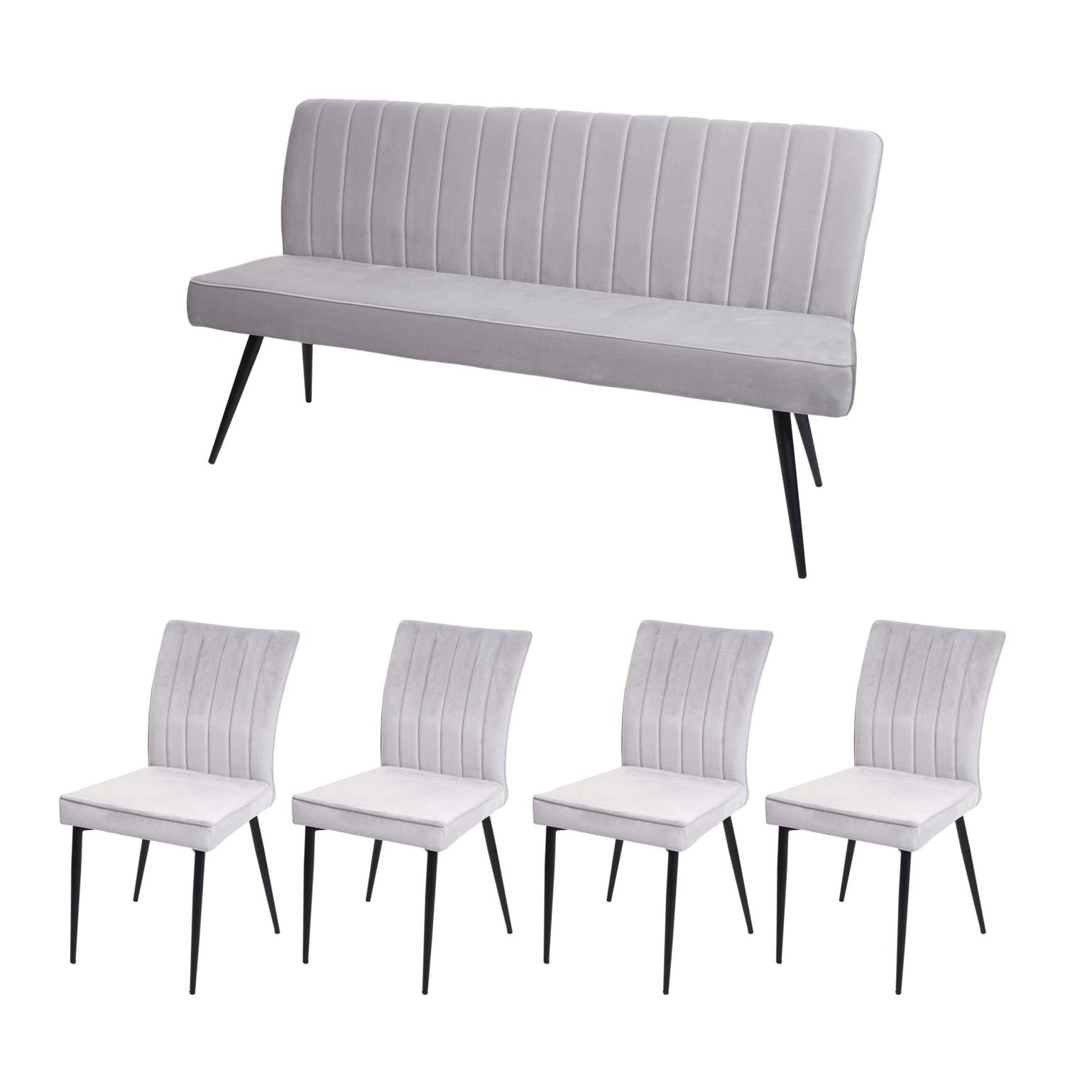 MCW Esszimmer-Set K16 5-teilig Hellgrau
