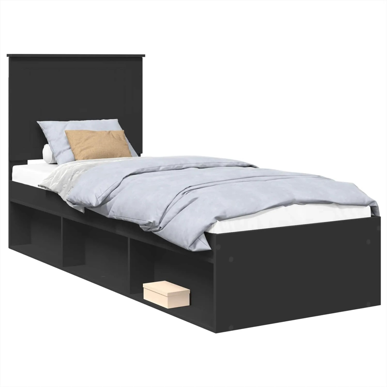 vidaXL Bettrahmen Schwarz 75 x 190 cm Massives Kiefernholz 3411074