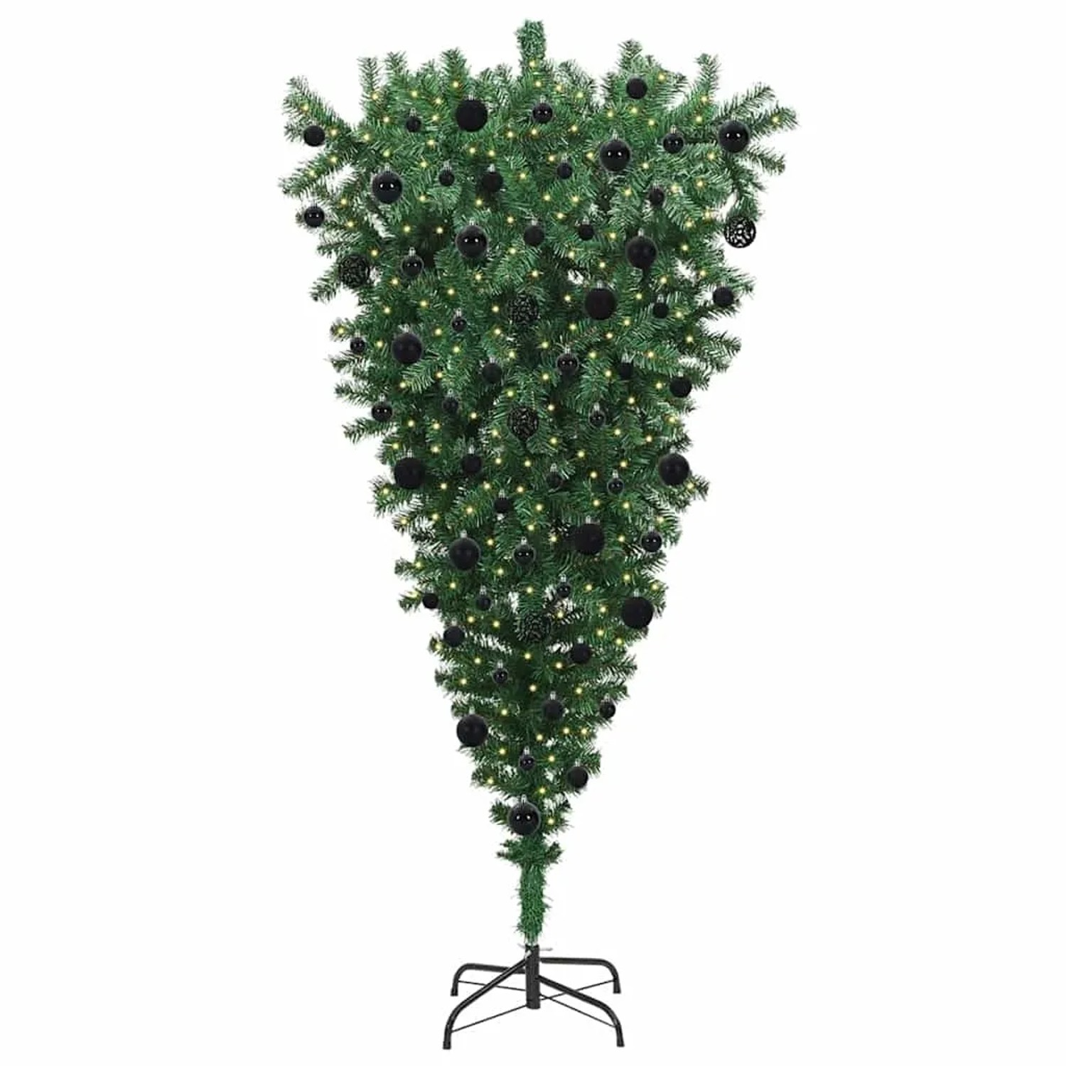 vidaXL Umgedrehter Kunst Weihnachtsbaum mit Kugelset Grün 210 cm PVC 3396874