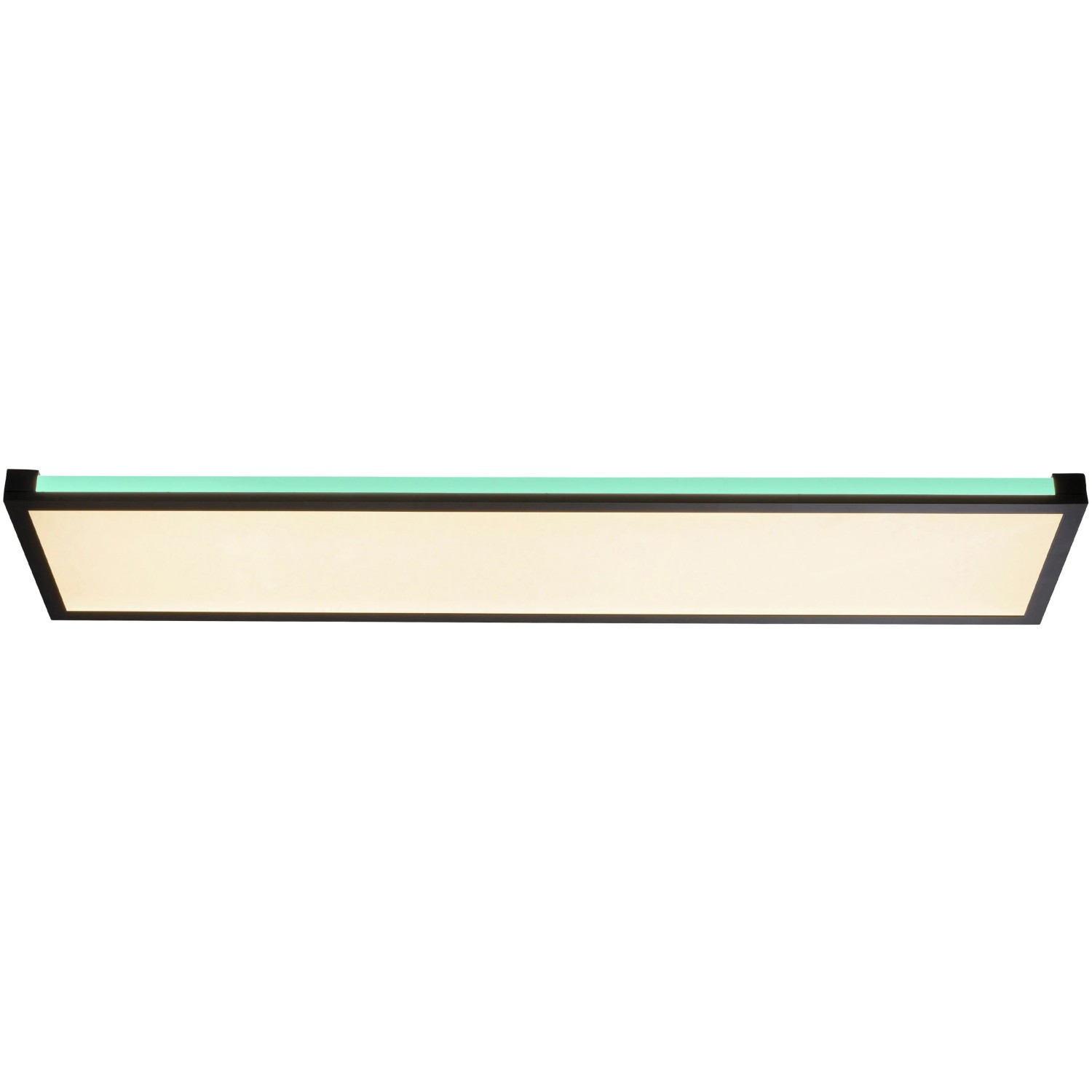 Flache, dimmbare LED-Deckenleuchte Mario in Schwarz, 100x25 cm, für stimmungsvolles Licht.